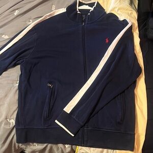 Ralph Lauren Navy Jacket with White Trim and Red Pony Accent